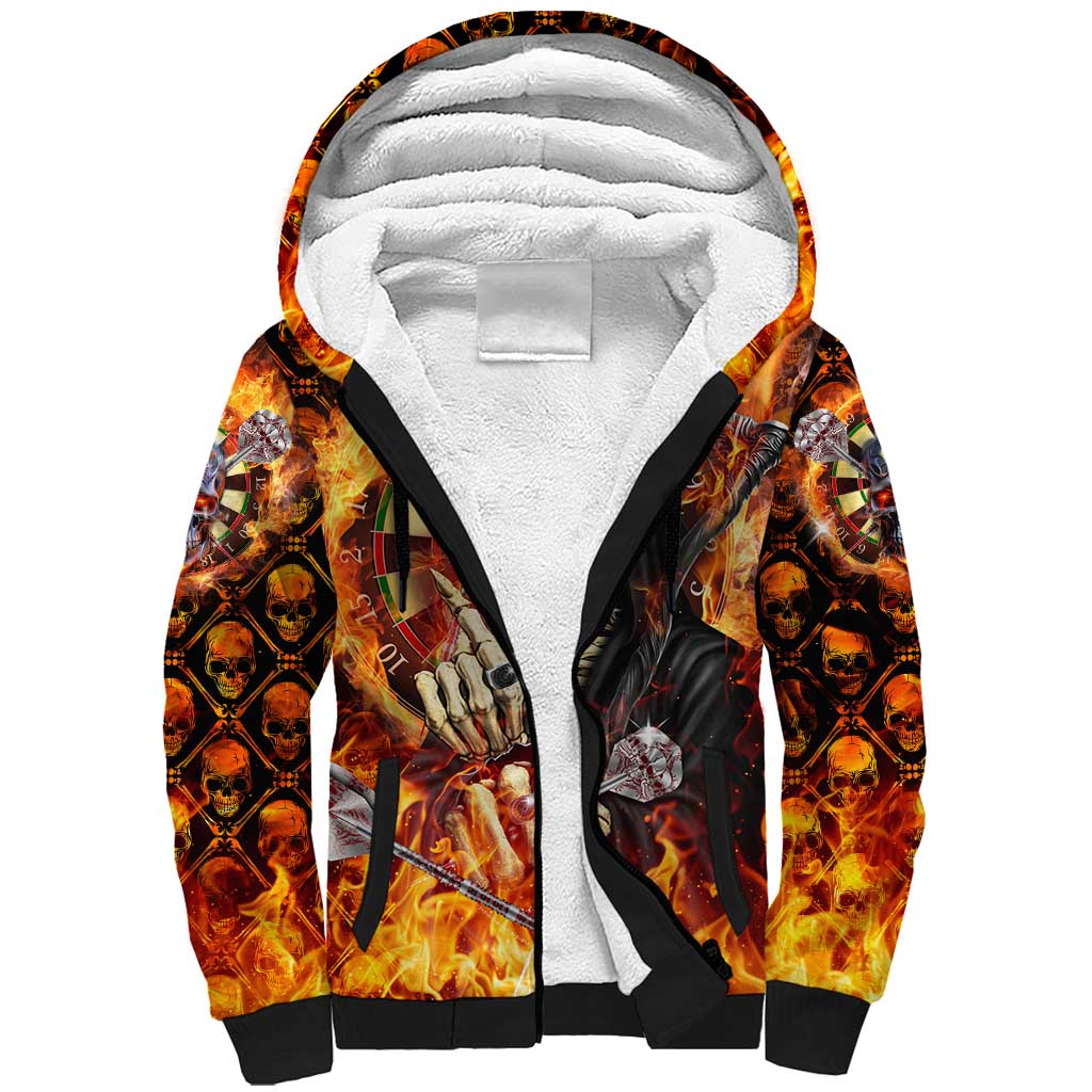 Personalised Skull Darts Sherpa Hoodie Death In Fire