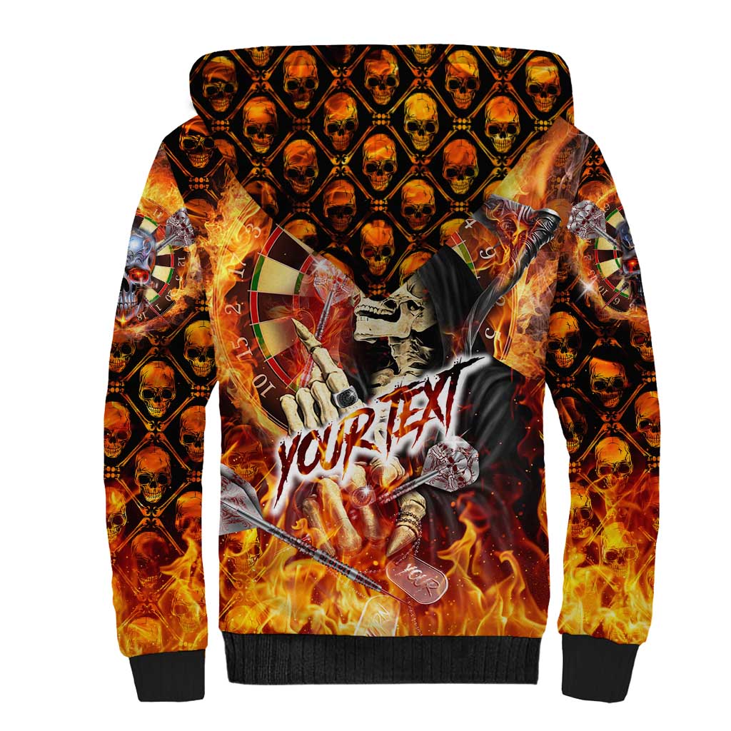Personalised Skull Darts Sherpa Hoodie Death In Fire