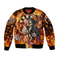 Personalised Skull Darts Sleeve Zip Bomber Jacket Death In Fire