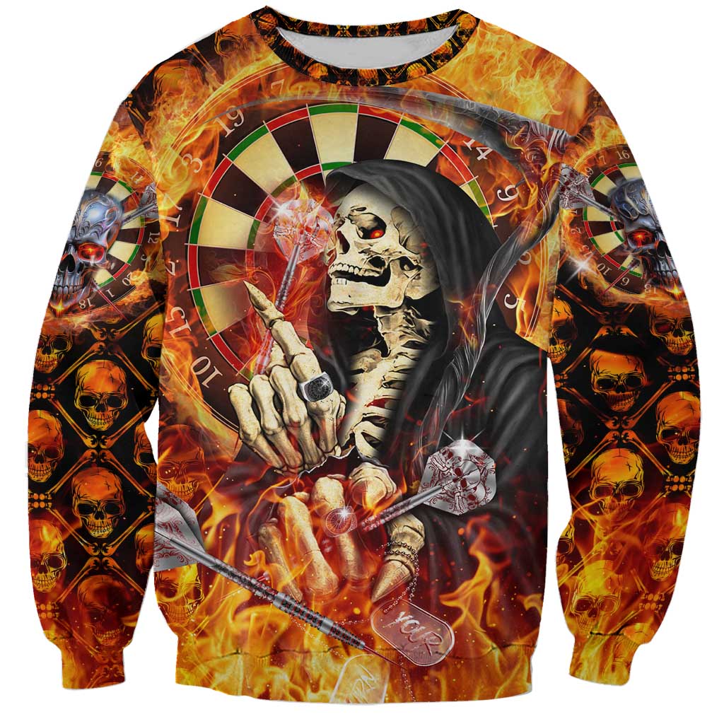 Personalised Skull Darts Sweatshirt Death In Fire