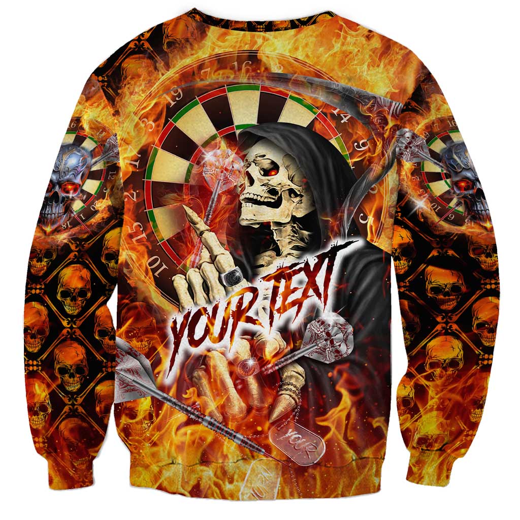 Personalised Skull Darts Sweatshirt Death In Fire
