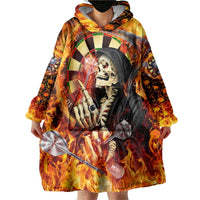 Personalised Skull Darts Wearable Blanket Hoodie Death In Fire