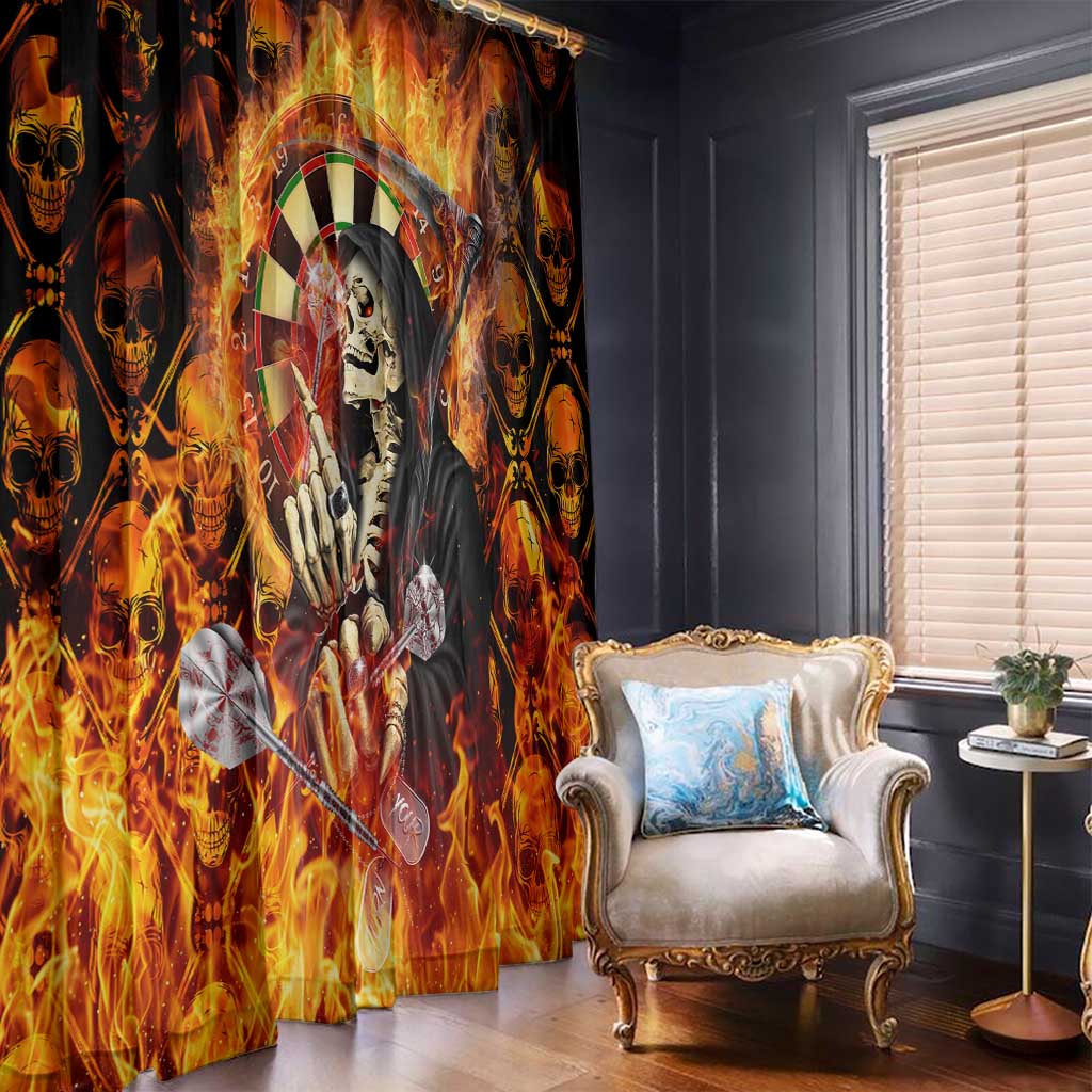 Skull Darts Window Curtain Death In Fire