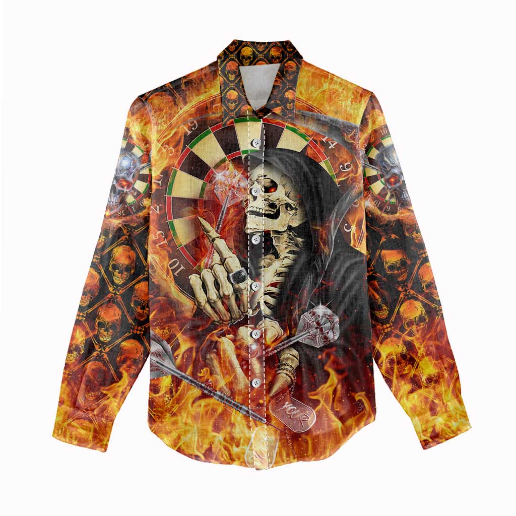 Personalised Skull Darts Women Casual Shirt Death In Fire
