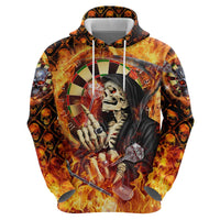 Personalised Skull Darts Zip Hoodie Death In Fire