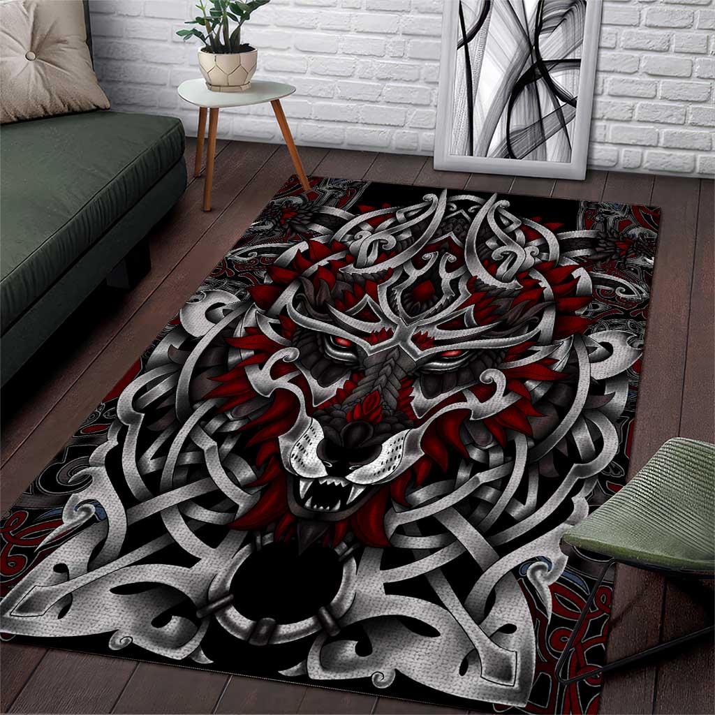 Celtic Wolf Fenrir Vikings Area Rug Norse Mythology - Wonder Print Shop