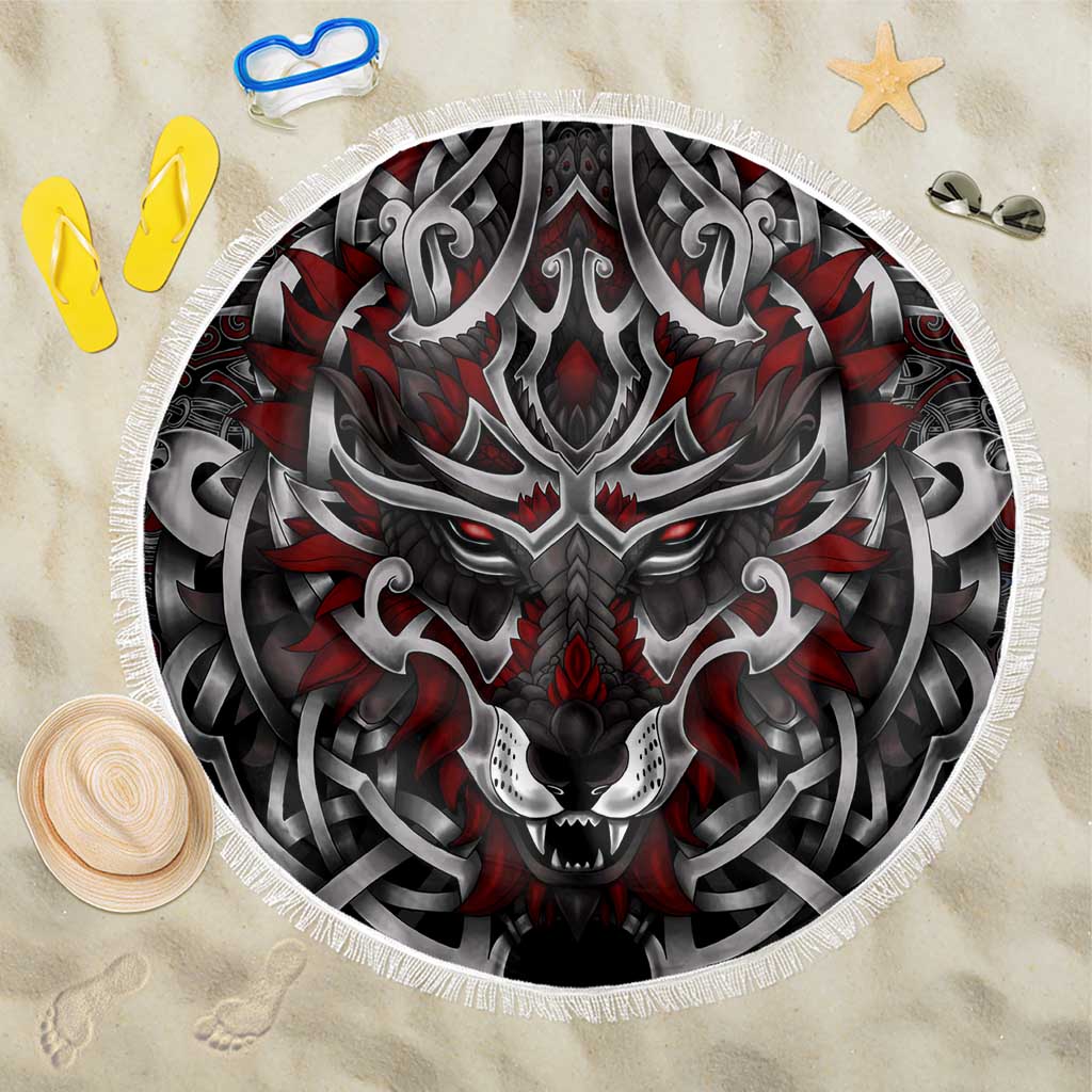 Celtic Wolf Fenrir Vikings Beach Blanket Norse Mythology - Wonder Print Shop