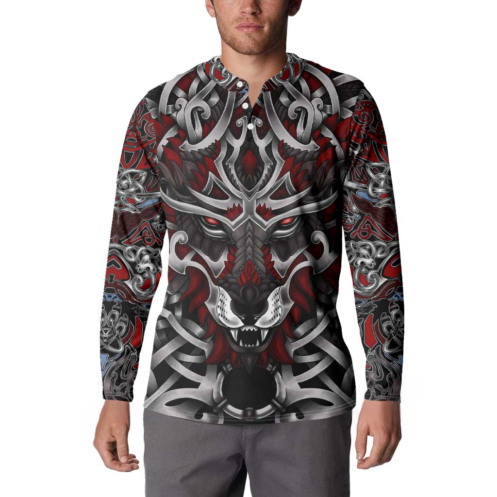 Celtic Wolf Fenrir Vikings Button Sweatshirt Norse Mythology - Wonder Print Shop