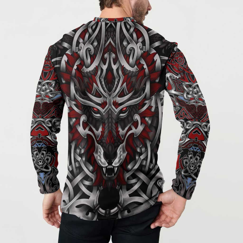 Celtic Wolf Fenrir Vikings Button Sweatshirt Norse Mythology - Wonder Print Shop