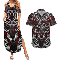 Celtic Wolf Fenrir Vikings Couples Matching Summer Maxi Dress and Hawaiian Shirt Norse Mythology - Wonder Print Shop