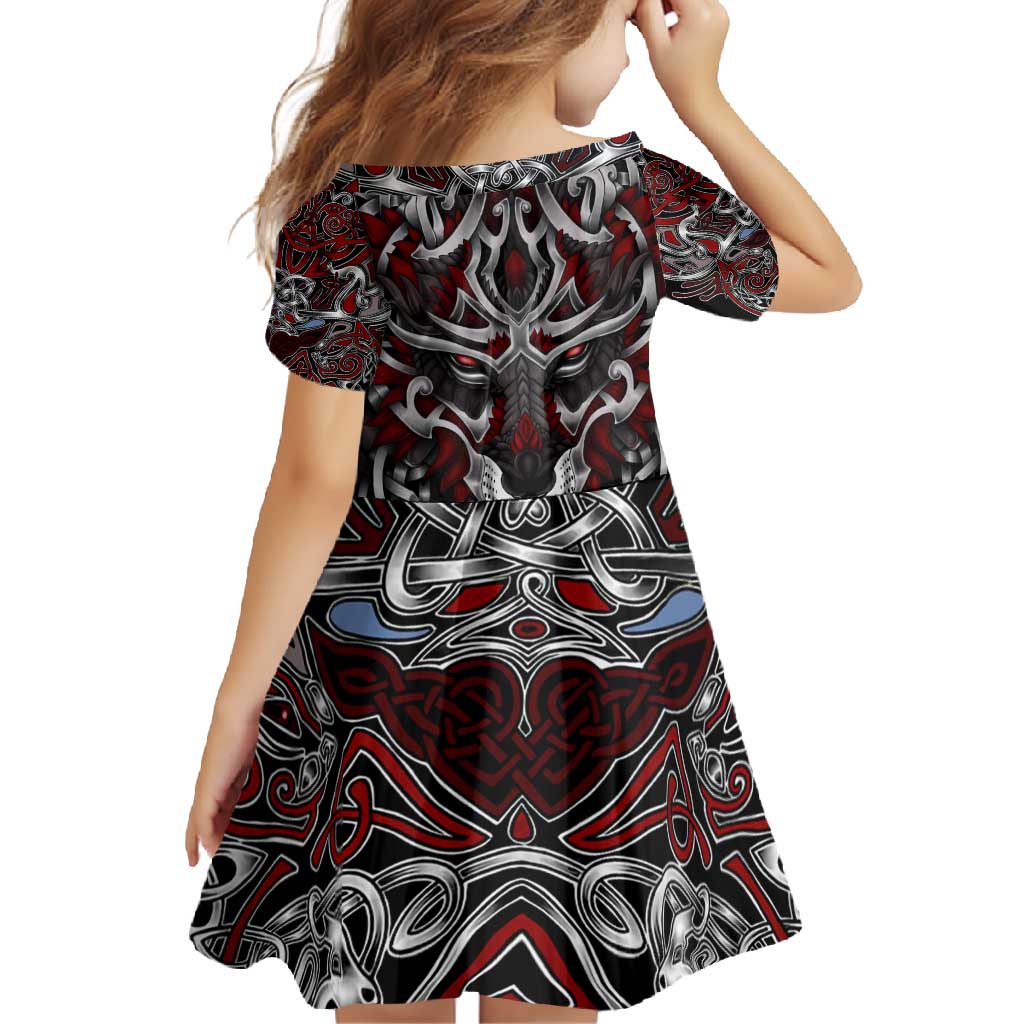 Celtic Wolf Fenrir Vikings Family Matching Long Sleeve Bodycon Dress and Hawaiian Shirt Norse Mythology - Wonder Print Shop