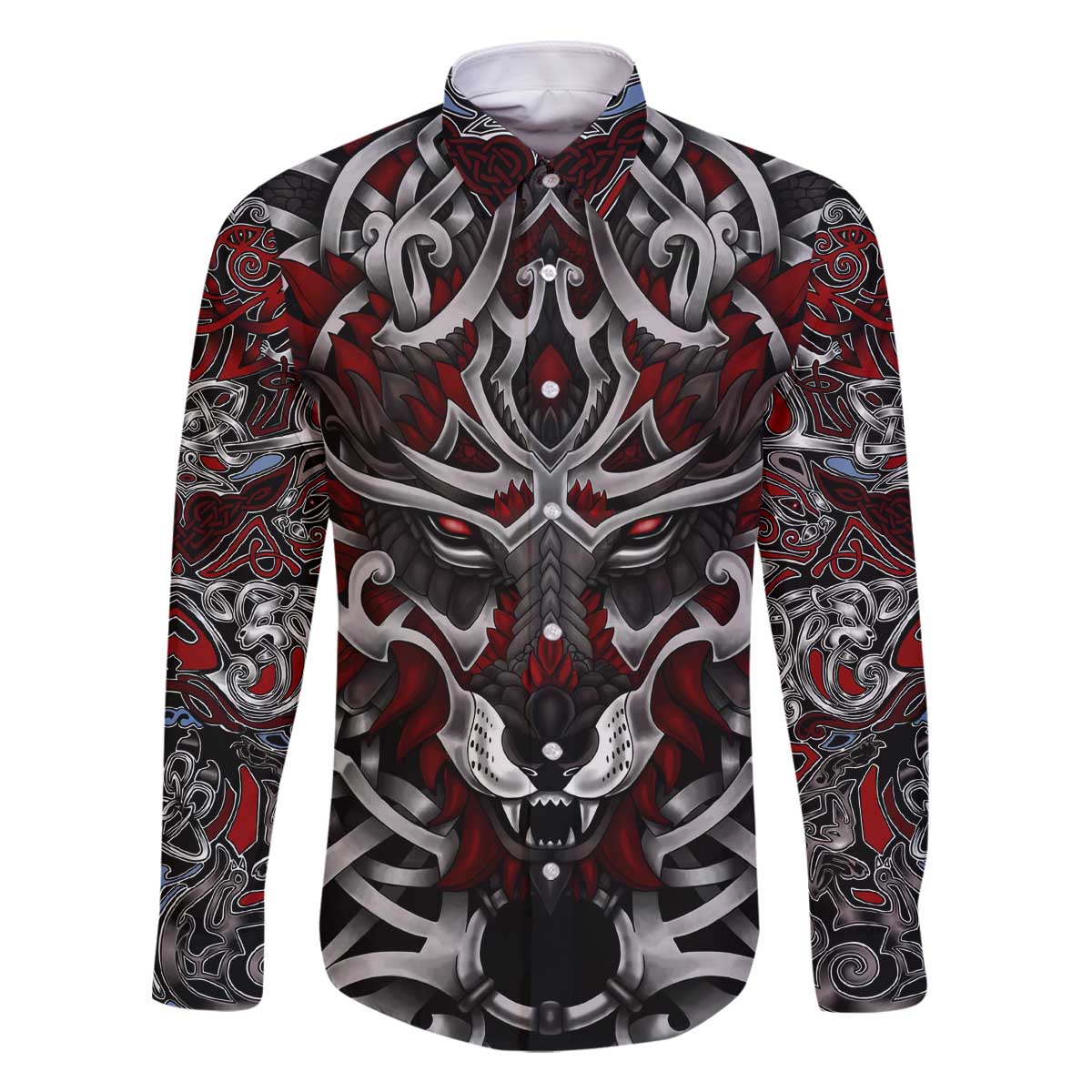 Celtic Wolf Fenrir Vikings Family Matching Off The Shoulder Long Sleeve Dress and Hawaiian Shirt Norse Mythology - Wonder Print Shop