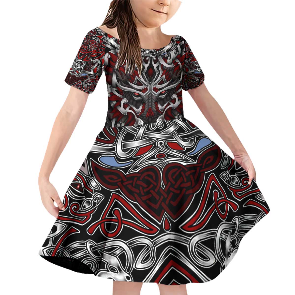 Celtic Wolf Fenrir Vikings Family Matching Off Shoulder Short Dress and Hawaiian Shirt Norse Mythology - Wonder Print Shop