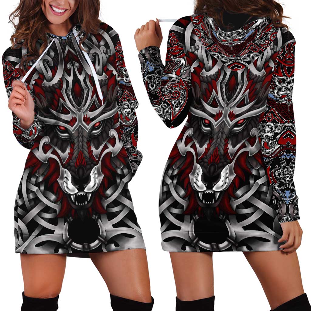 Celtic Wolf Fenrir Vikings Hoodie Dress Norse Mythology - Wonder Print Shop