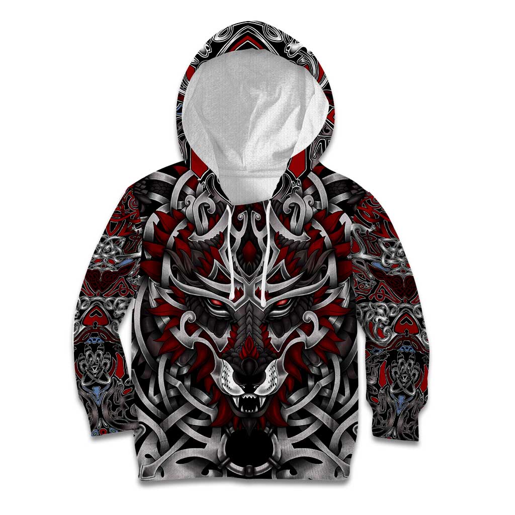 Celtic Wolf Fenrir Vikings Kid Hoodie Norse Mythology - Wonder Print Shop