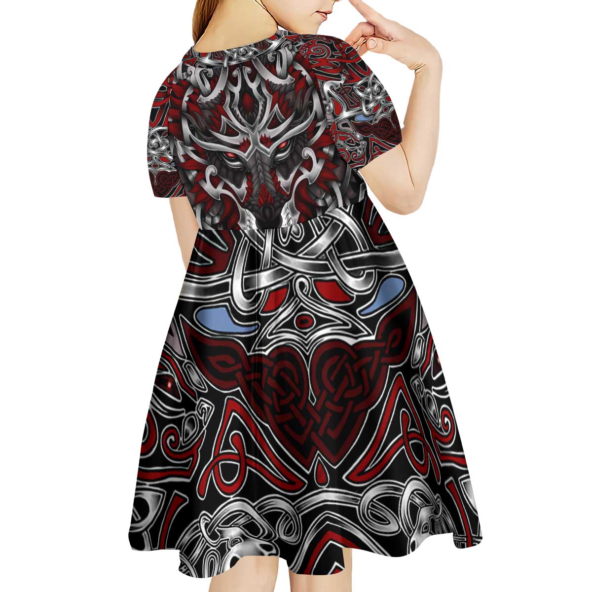 Celtic Wolf Fenrir Vikings Kid Short Sleeve Dress Norse Mythology - Wonder Print Shop
