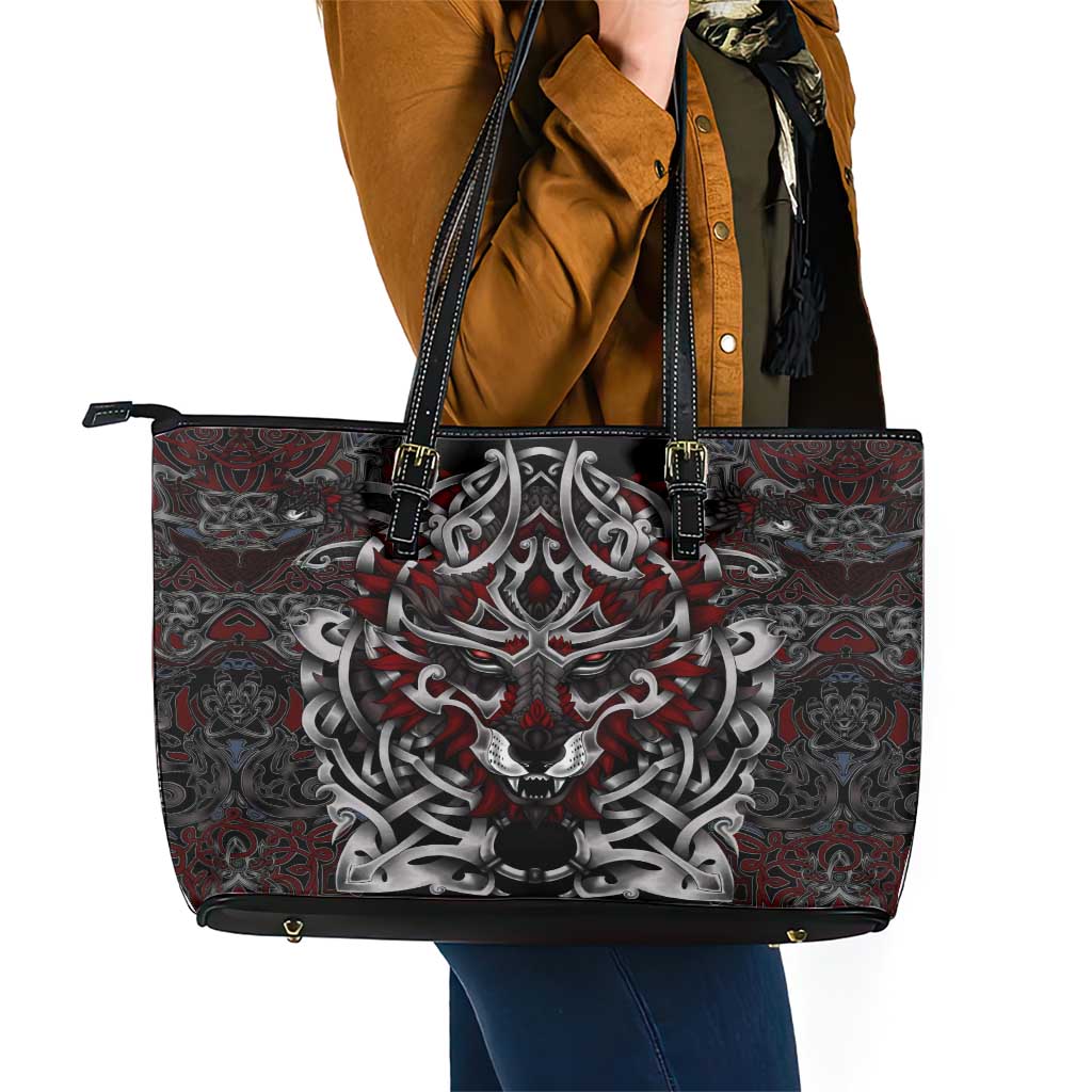 Celtic Wolf Fenrir Vikings Leather Tote Bag Norse Mythology - Wonder Print Shop