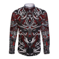 Celtic Wolf Fenrir Vikings Long Sleeve Button Shirt Norse Mythology - Wonder Print Shop