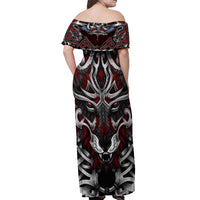 Celtic Wolf Fenrir Vikings Off Shoulder Maxi Dress Norse Mythology - Wonder Print Shop
