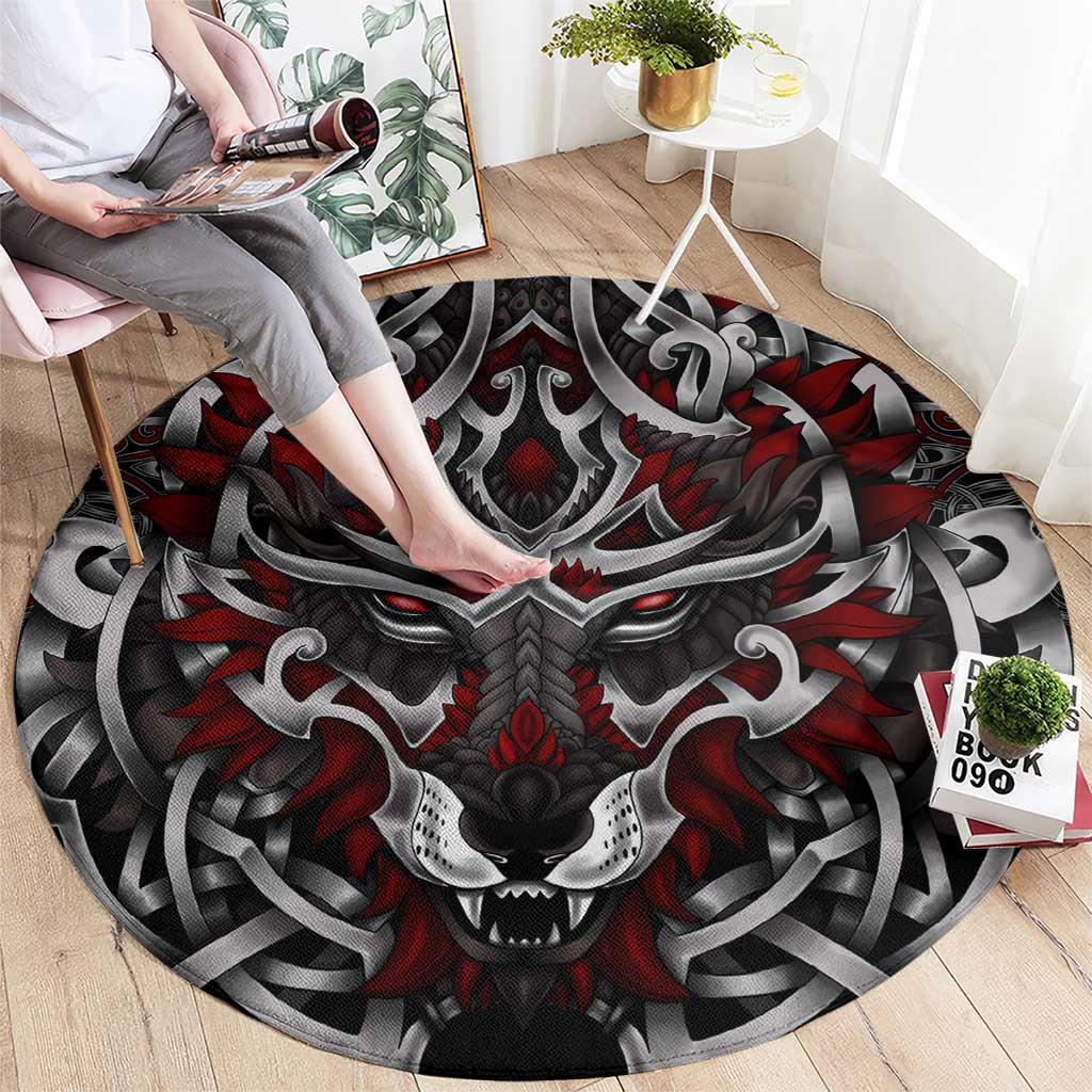 Celtic Wolf Fenrir Vikings Round Carpet Norse Mythology