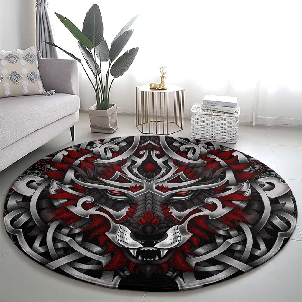 Celtic Wolf Fenrir Vikings Round Carpet Norse Mythology