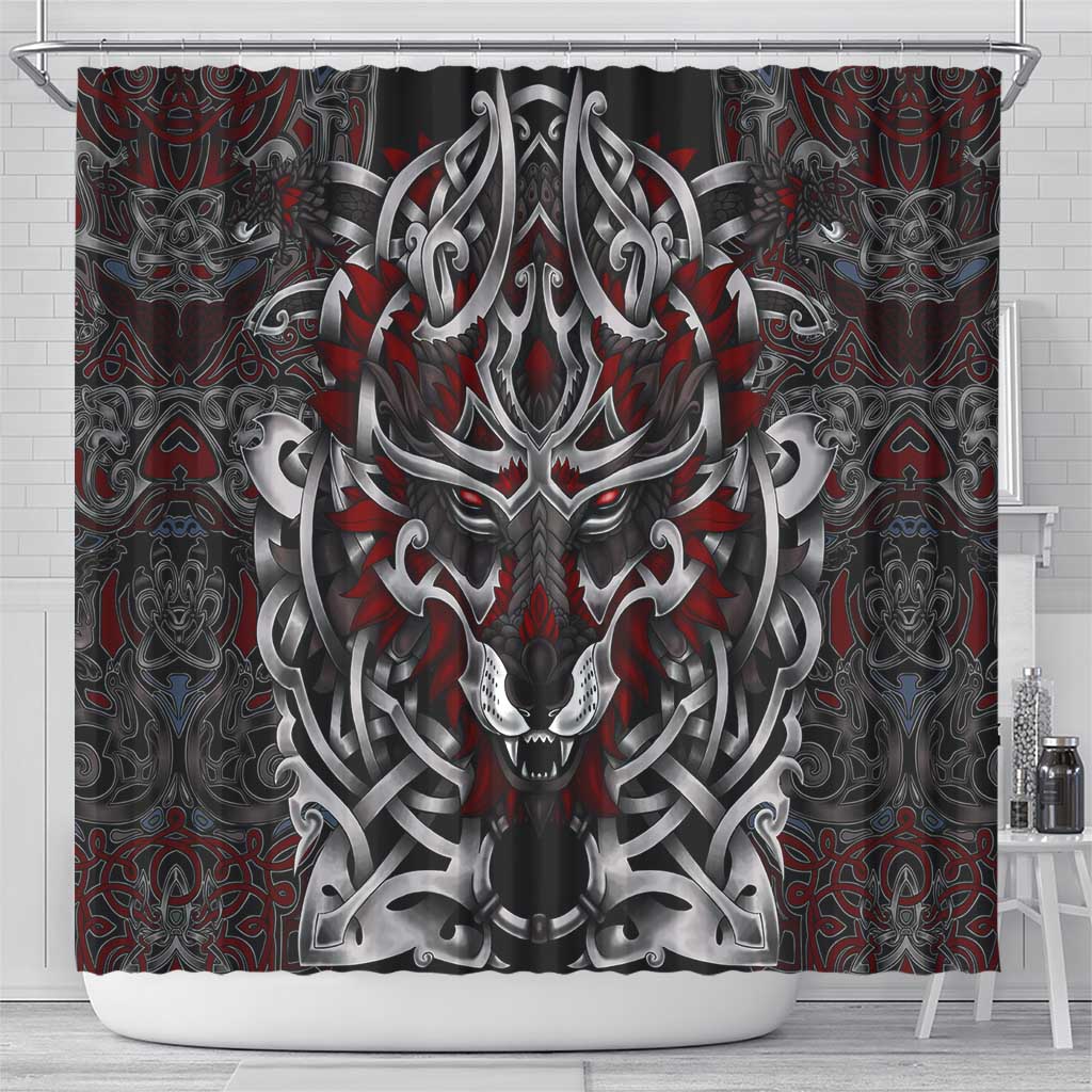 Celtic Wolf Fenrir Vikings Shower Curtain Norse Mythology