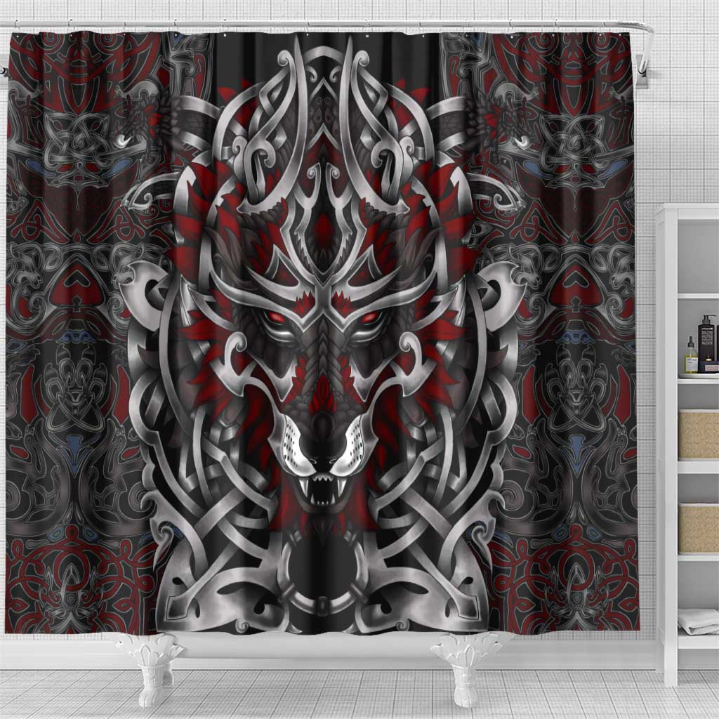 Celtic Wolf Fenrir Vikings Shower Curtain Norse Mythology