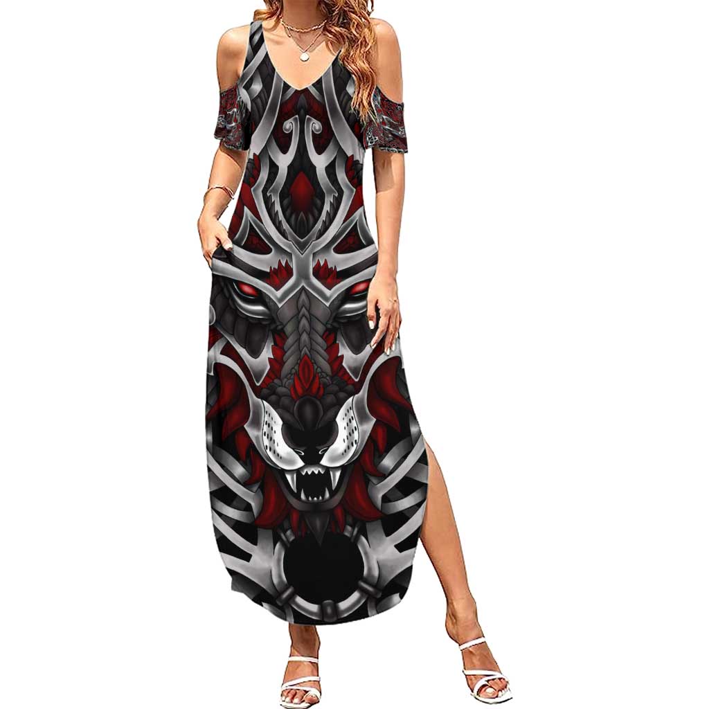 Celtic Wolf Fenrir Vikings Summer Maxi Dress Norse Mythology - Wonder Print Shop