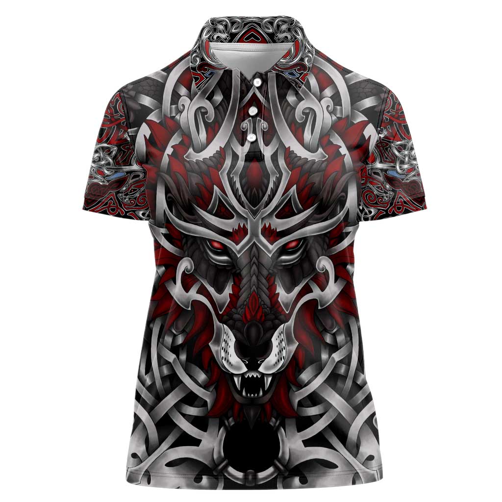 Celtic Wolf Fenrir Vikings Women Polo Shirt Norse Mythology - Wonder Print Shop