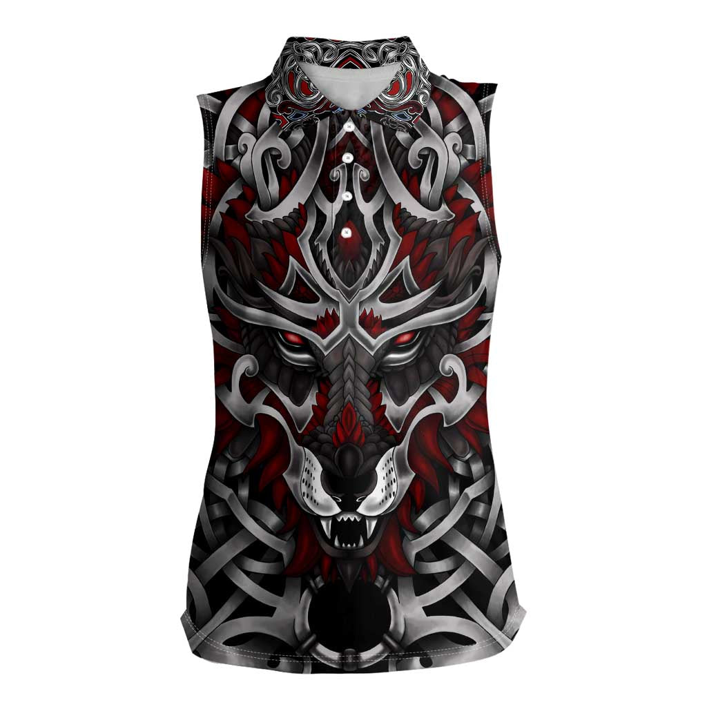 Celtic Wolf Fenrir Vikings Women Sleeveless Polo Shirt Norse Mythology - Wonder Print Shop