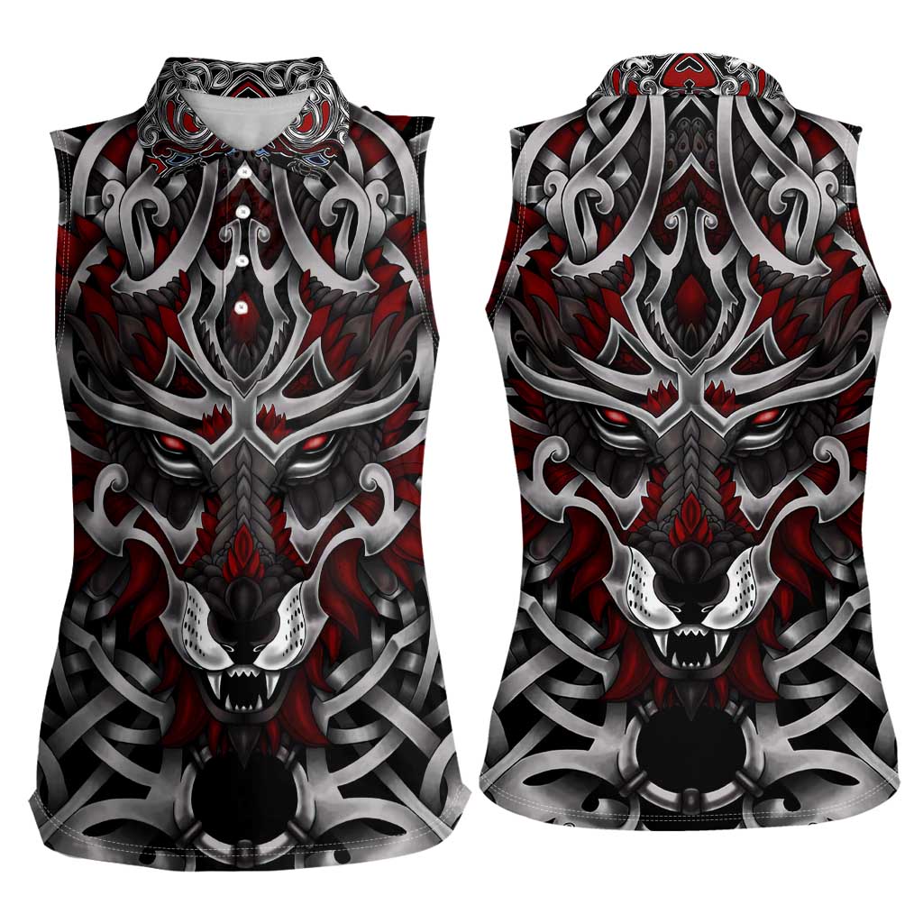 Celtic Wolf Fenrir Vikings Women Sleeveless Polo Shirt Norse Mythology - Wonder Print Shop