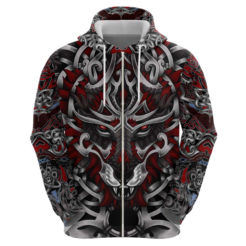 Celtic Wolf Fenrir Vikings Zip Hoodie Norse Mythology - Wonder Print Shop
