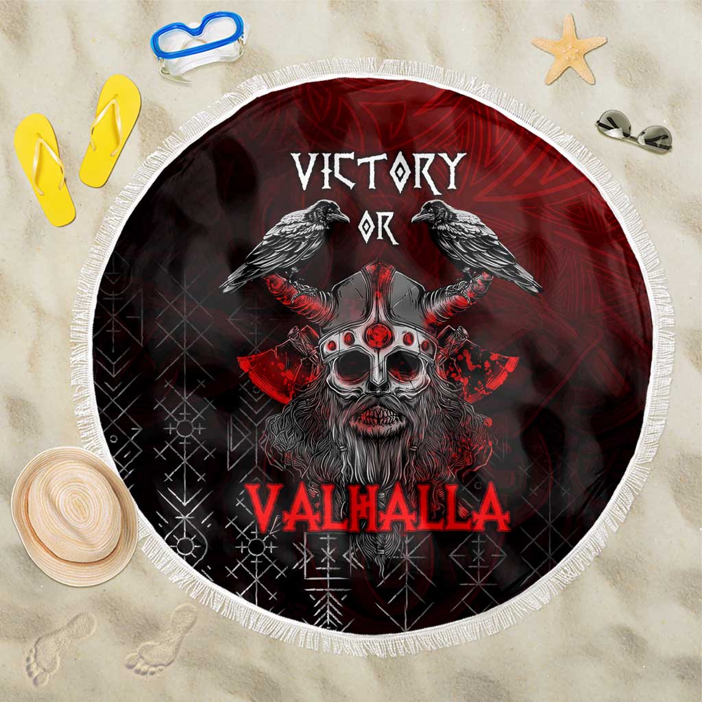 Victory Or Valhalla Beach Blanket Viking - Wonder Print Shop