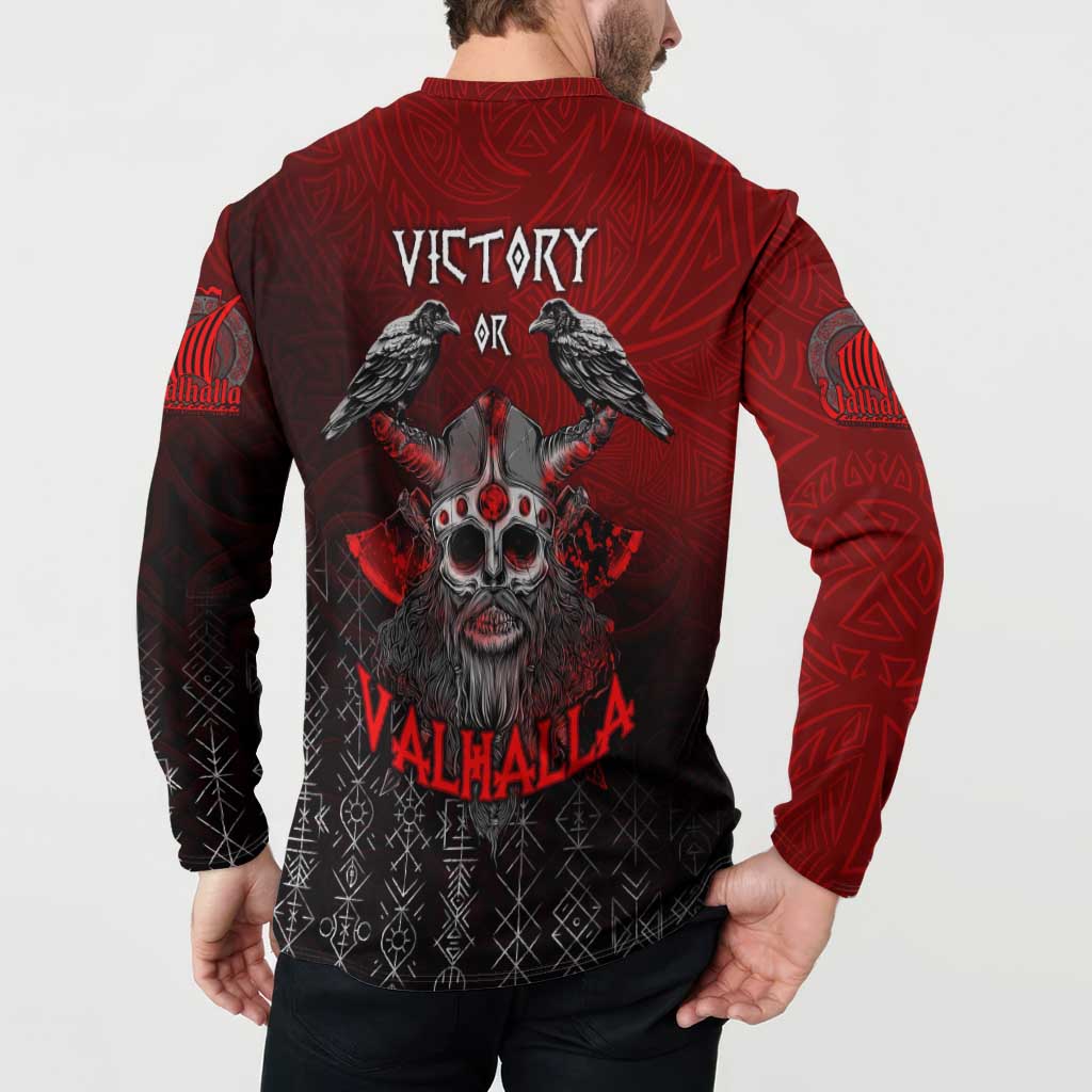 Victory Or Valhalla Button Sweatshirt Viking - Wonder Print Shop