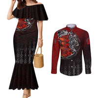 Victory Or Valhalla Couples Matching Mermaid Dress and Long Sleeve Button Shirt Viking