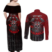 Victory Or Valhalla Couples Matching Off Shoulder Maxi Dress and Long Sleeve Button Shirt Viking - Wonder Print Shop