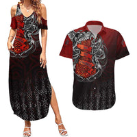 Victory Or Valhalla Couples Matching Summer Maxi Dress and Hawaiian Shirt Viking - Wonder Print Shop
