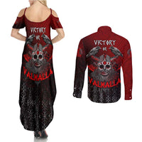 Victory Or Valhalla Couples Matching Summer Maxi Dress and Long Sleeve Button Shirt Viking - Wonder Print Shop