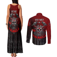 Victory Or Valhalla Couples Matching Tank Maxi Dress and Long Sleeve Button Shirt Viking - Wonder Print Shop