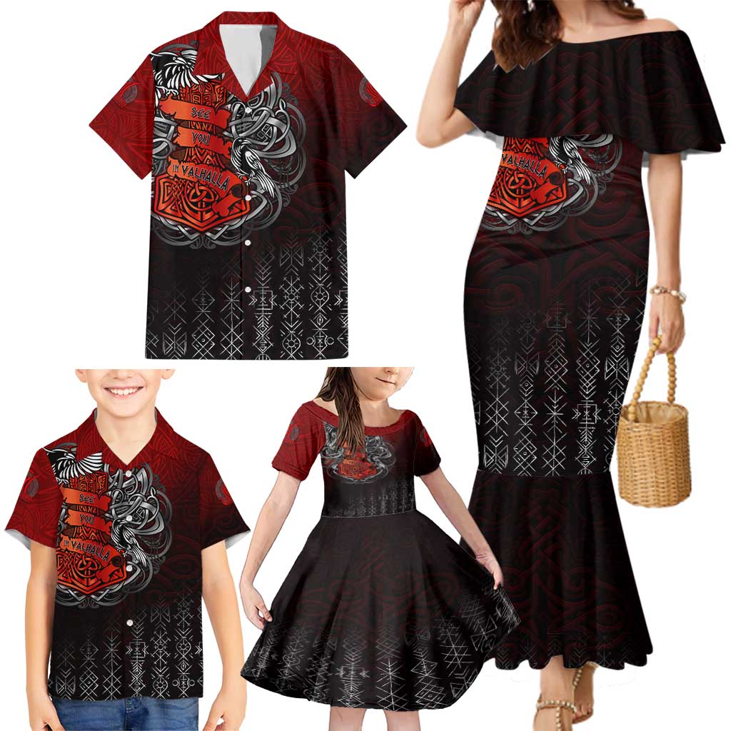 Victory Or Valhalla Family Matching Mermaid Dress and Hawaiian Shirt Viking - Wonder Print Shop