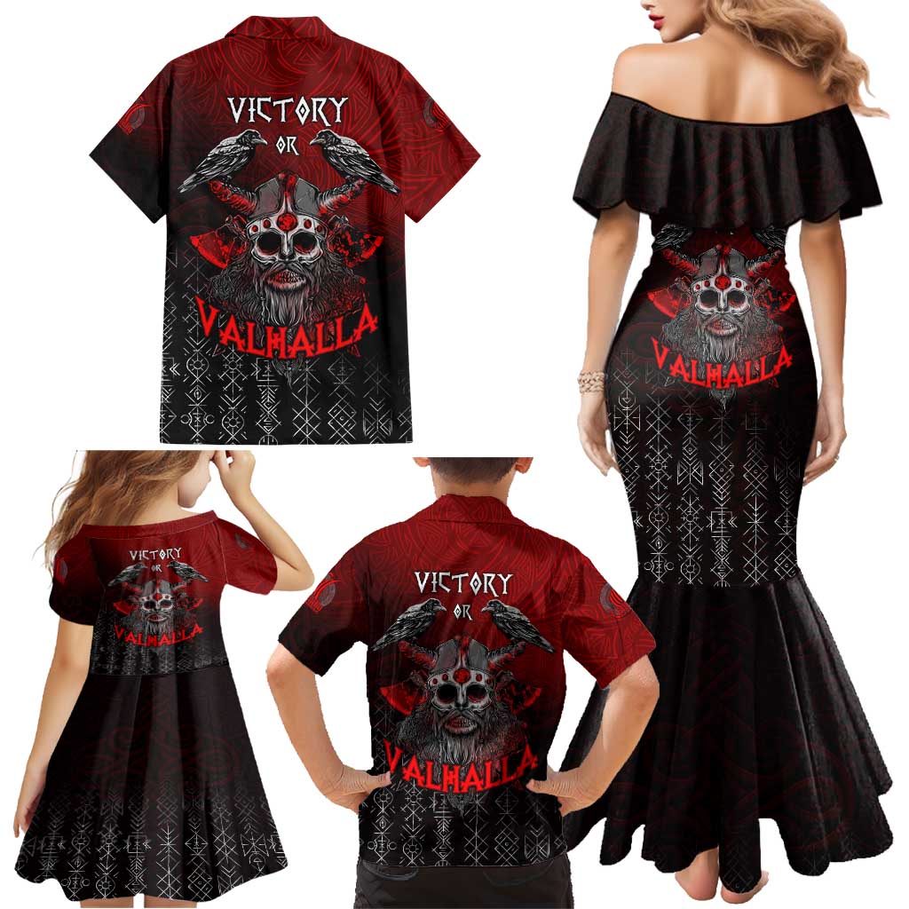 Victory Or Valhalla Family Matching Mermaid Dress and Hawaiian Shirt Viking - Wonder Print Shop