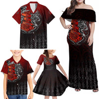 Victory Or Valhalla Family Matching Off Shoulder Maxi Dress and Hawaiian Shirt Viking - Wonder Print Shop