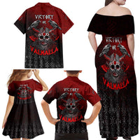 Victory Or Valhalla Family Matching Off Shoulder Maxi Dress and Hawaiian Shirt Viking - Wonder Print Shop
