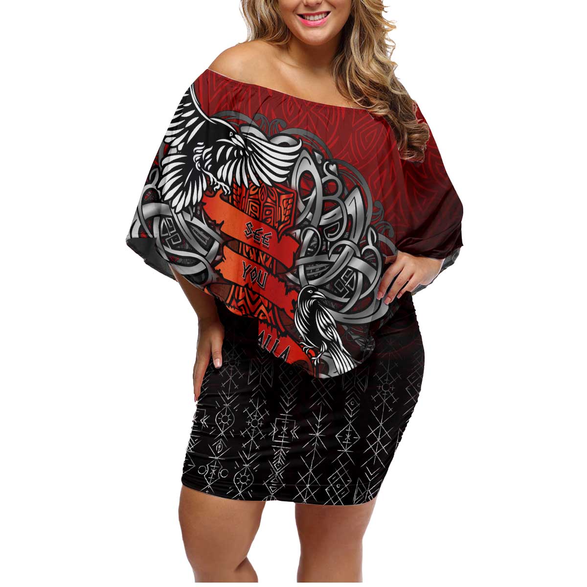 Victory Or Valhalla Family Matching Off Shoulder Short Dress and Hawaiian Shirt Viking - Wonder Print Shop