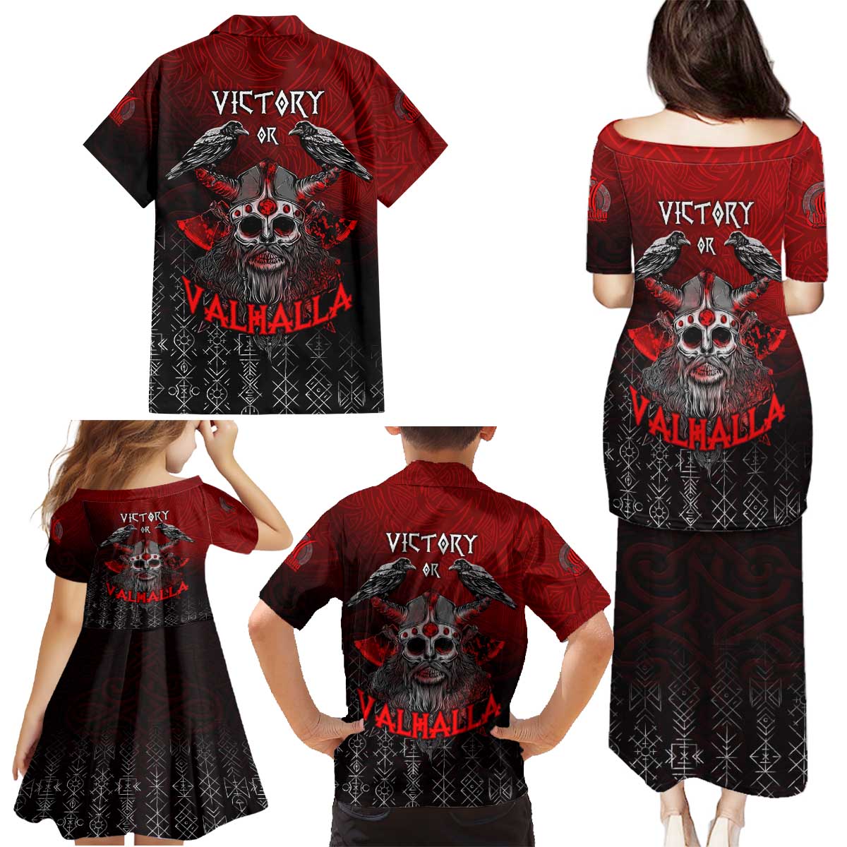 Victory Or Valhalla Family Matching Puletasi and Hawaiian Shirt Viking - Wonder Print Shop