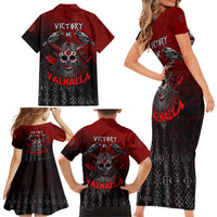 Victory Or Valhalla Family Matching Short Sleeve Bodycon Dress and Hawaiian Shirt Viking - Wonder Print Shop