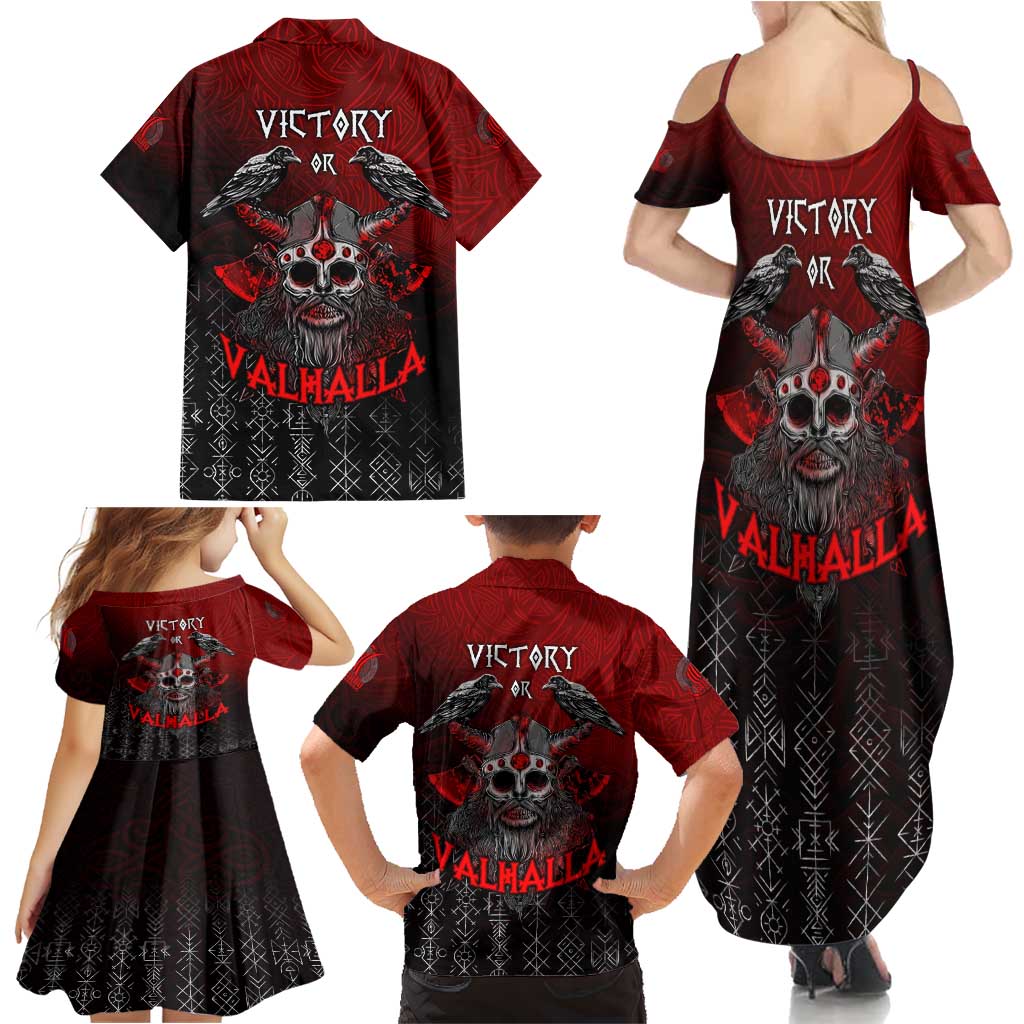 Victory Or Valhalla Family Matching Summer Maxi Dress and Hawaiian Shirt Viking - Wonder Print Shop