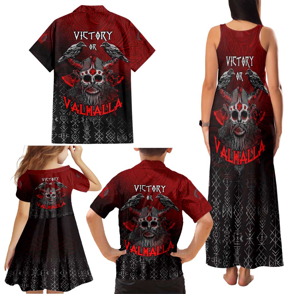 Victory Or Valhalla Family Matching Tank Maxi Dress and Hawaiian Shirt Viking - Wonder Print Shop