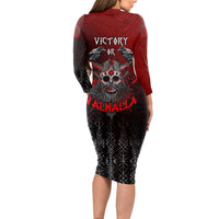 Victory Or Valhalla Long Sleeve Bodycon Dress Viking - Wonder Print Shop