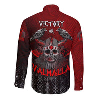 Victory Or Valhalla Long Sleeve Button Shirt Viking - Wonder Print Shop